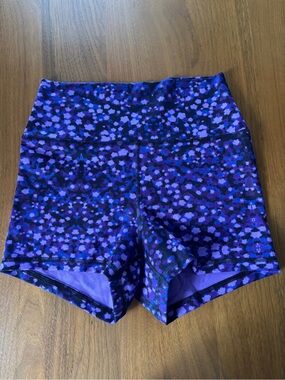 Fleo Purple Floral-Patterned High-Rise Athletic Shorts
